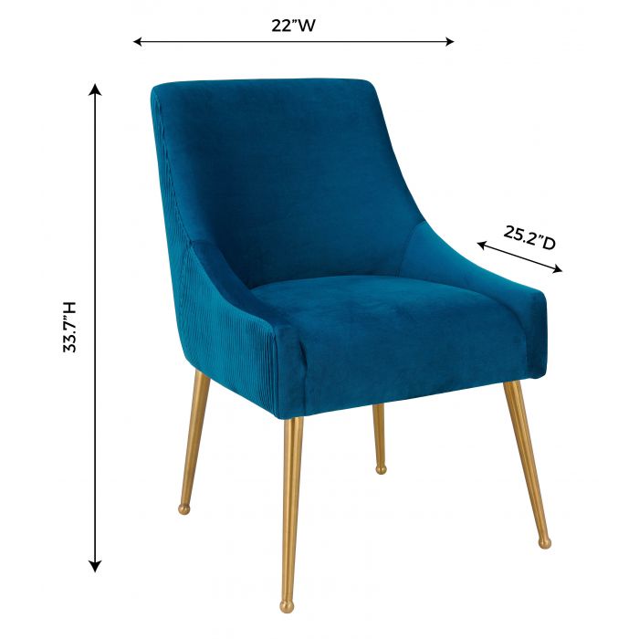 Beatrix Pleated Navy Velvet Side Chair - Be Bold Furniture