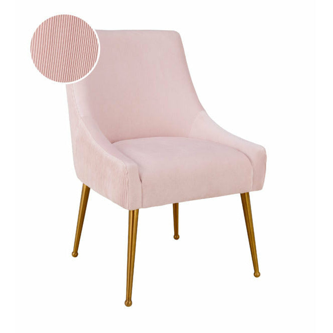 Beatrix Pleated Blush Velvet Side Chair - Be Bold Furniture
