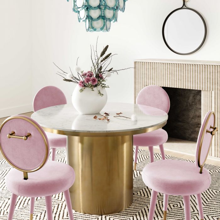 Kylie Bubblegum Velvet Dining Chair - Be Bold Furniture