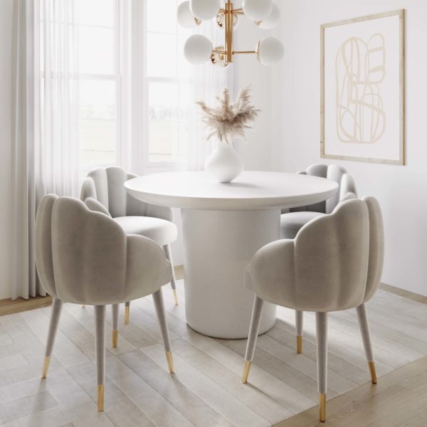 Gardenia Light Grey Velvet Dining Chair - Be Bold Furniture