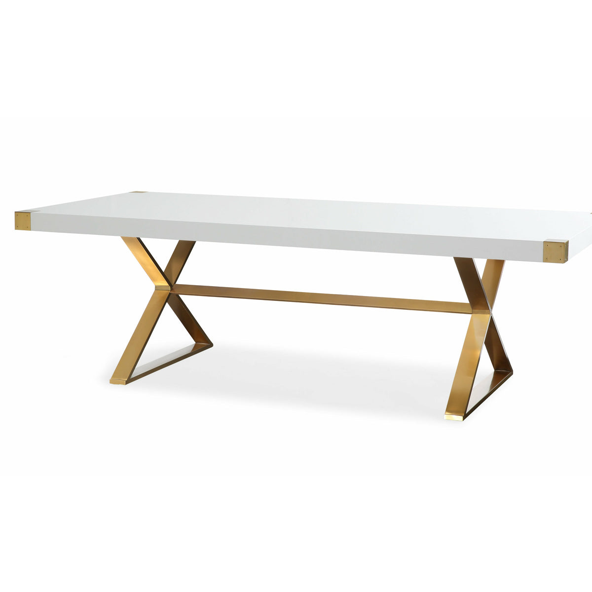 Adeline White Lacquer Dining Table Gold & White - Be Bold Furniture