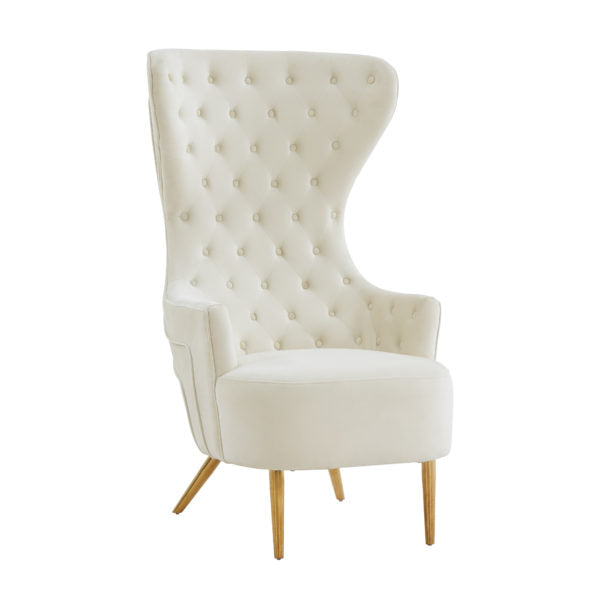 Jezebel Cream Velvet Wingback Chair - Be Bold Furniture