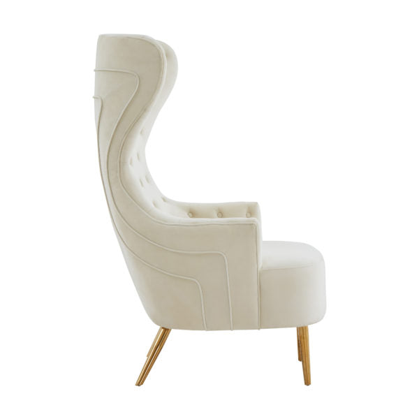 Jezebel Cream Velvet Wingback Chair - Be Bold Furniture