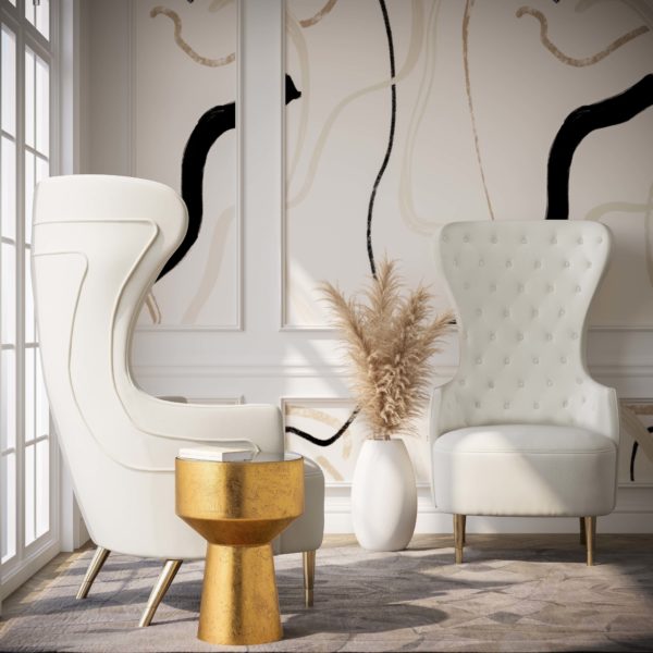 Jezebel Cream Velvet Wingback Chair - Be Bold Furniture