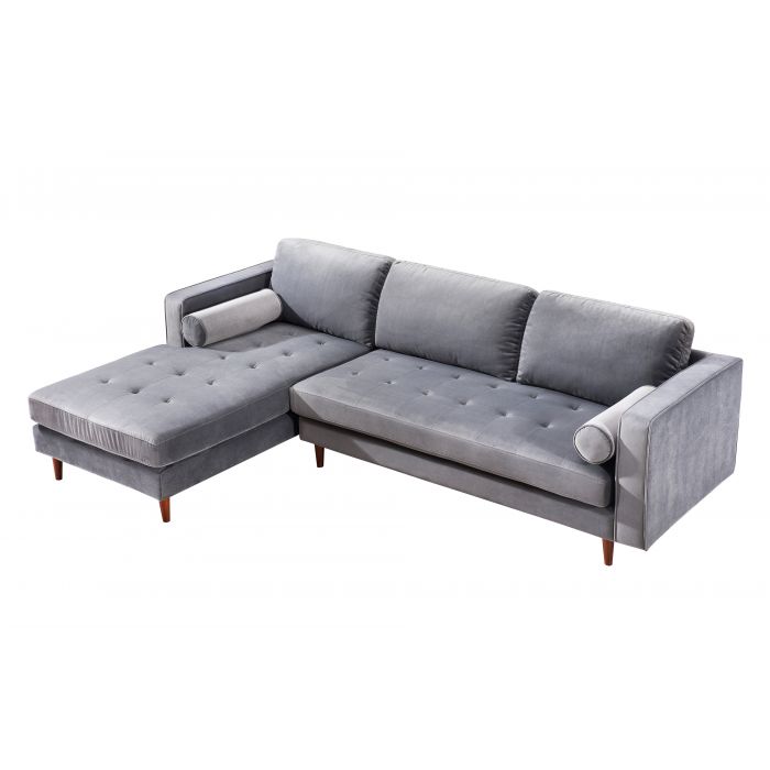 Como Grey Velvet Sectional LAF - Be Bold Furniture