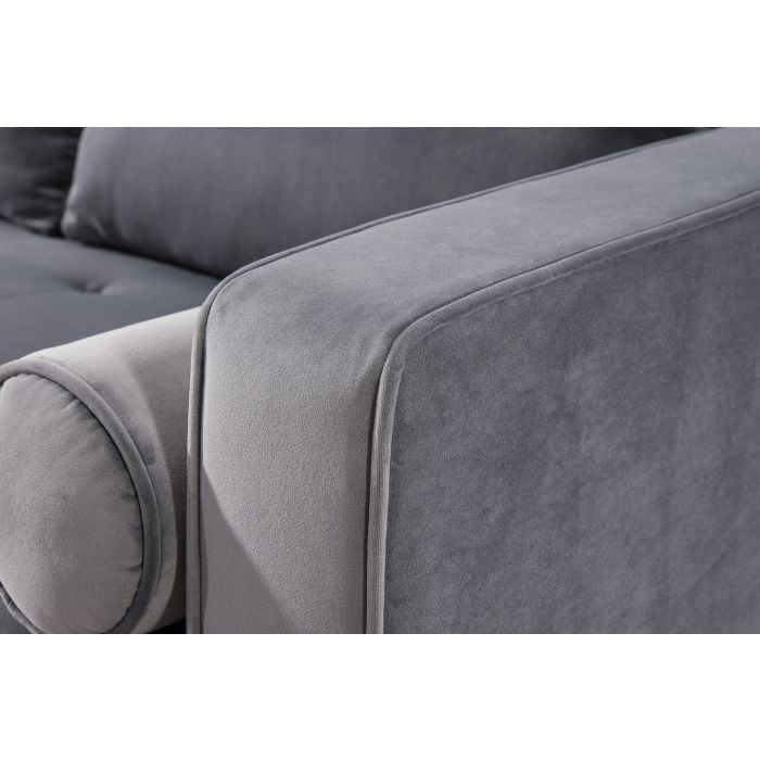 Como Grey Velvet Sectional LAF - Be Bold Furniture