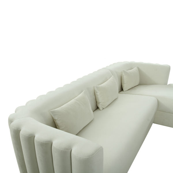 Callie Cream Velvet Sectional RAF - Be Bold Furniture