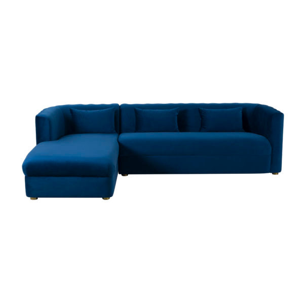 Callie Navy Velvet Sectional LAF - Be Bold Furniture