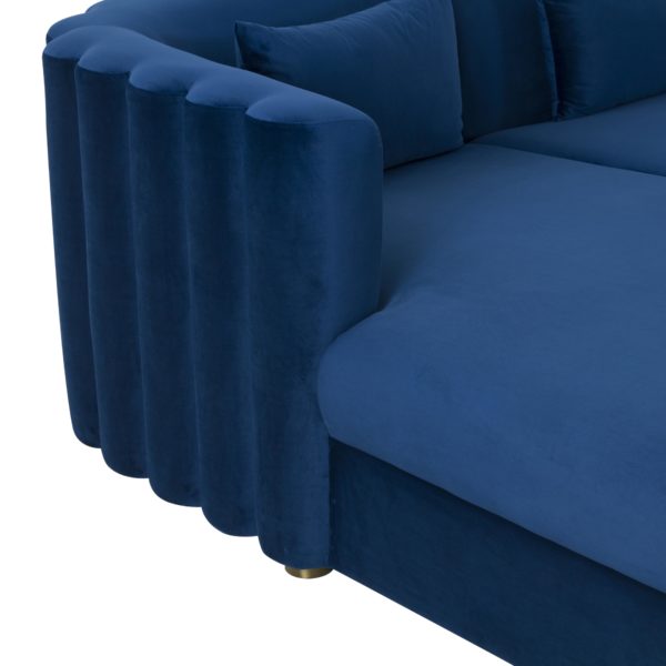 Callie Navy Velvet Sectional LAF - Be Bold Furniture