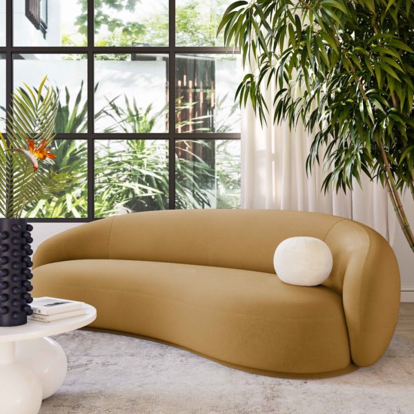 Kendall Cognac Velvet Sofa - Be Bold Furniture