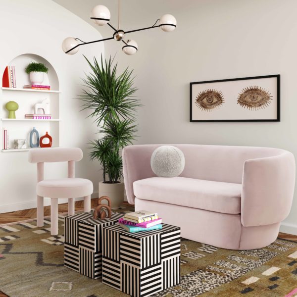 Isabella Blush Velvet Loveseat - Be Bold Furniture