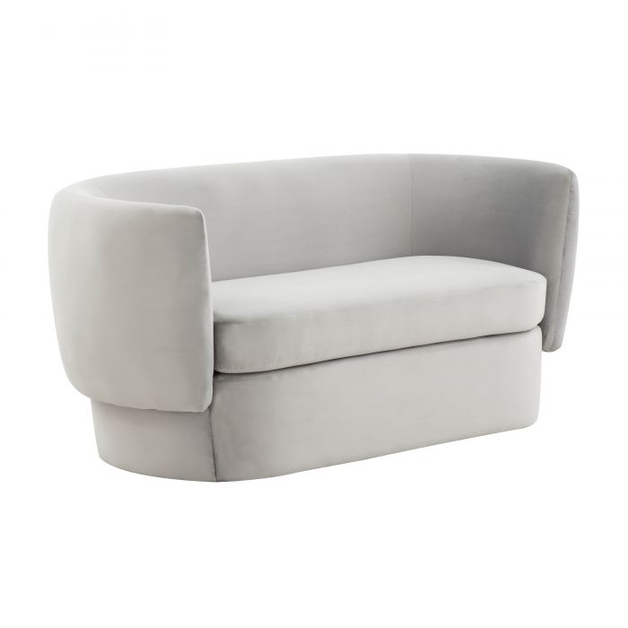 Isabella Light Grey Velvet Loveseat - Be Bold Furniture