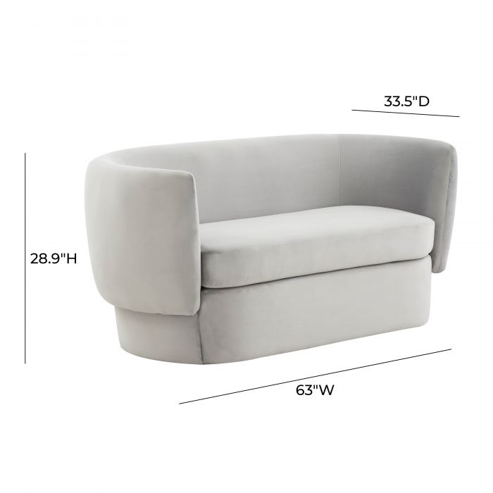 Isabella Light Grey Velvet Loveseat - Be Bold Furniture