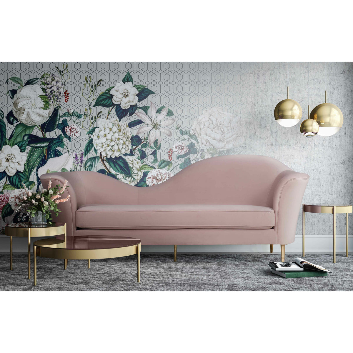 Plato Blush Velvet Sofa - Be Bold Furniture