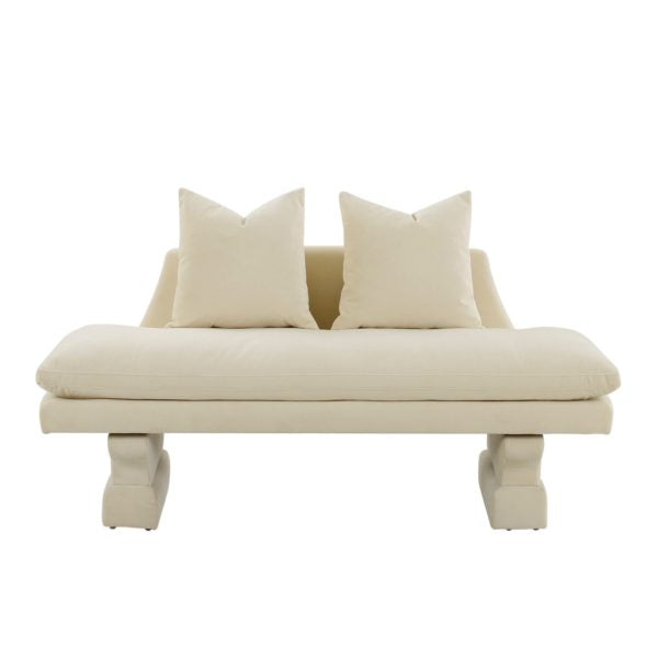 Hyde Champagne Velvet Pedestal Sofa - Be Bold Furniture