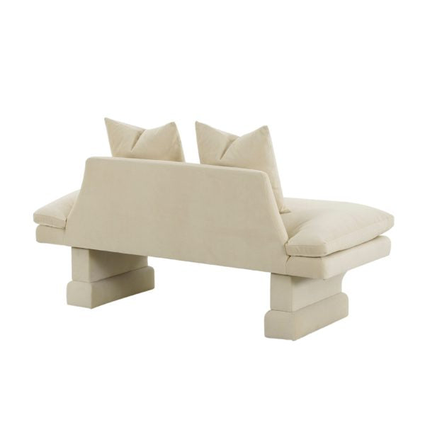 Hyde Champagne Velvet Pedestal Sofa - Be Bold Furniture