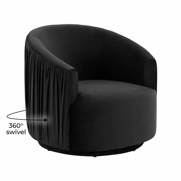 London Black Pleated Swivel Chair - Be Bold Furniture