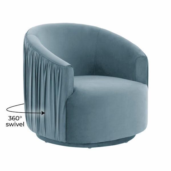 London Blue Pleated Swivel Chair - Be Bold Furniture