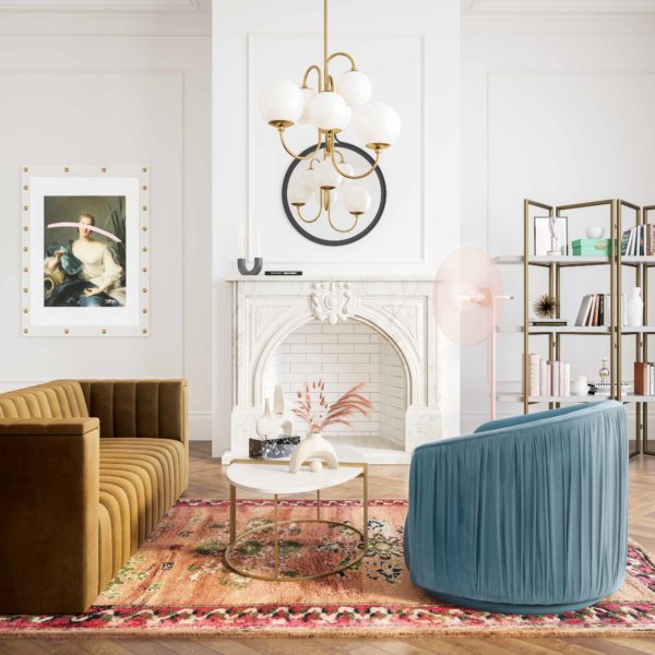 London Blue Pleated Swivel Chair - Be Bold Furniture