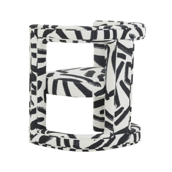 Ada Velvet Chair in Black Brushstroke Pattern - Be Bold Furniture