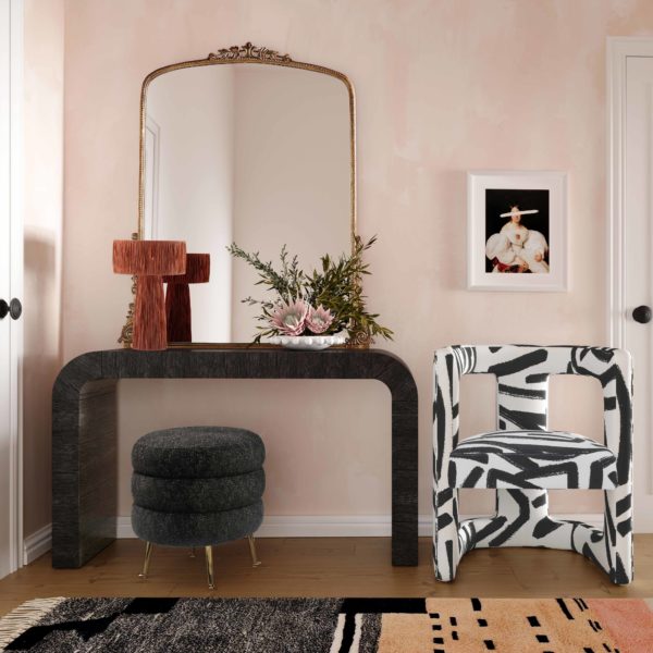 Ada Velvet Chair in Black Brushstroke Pattern - Be Bold Furniture