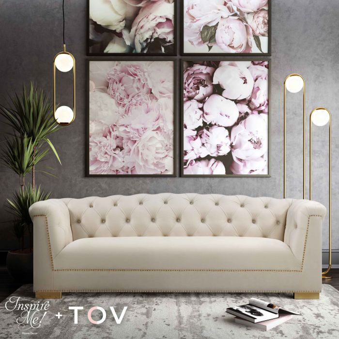 Farah Cream Velvet Sofa - Be Bold Furniture