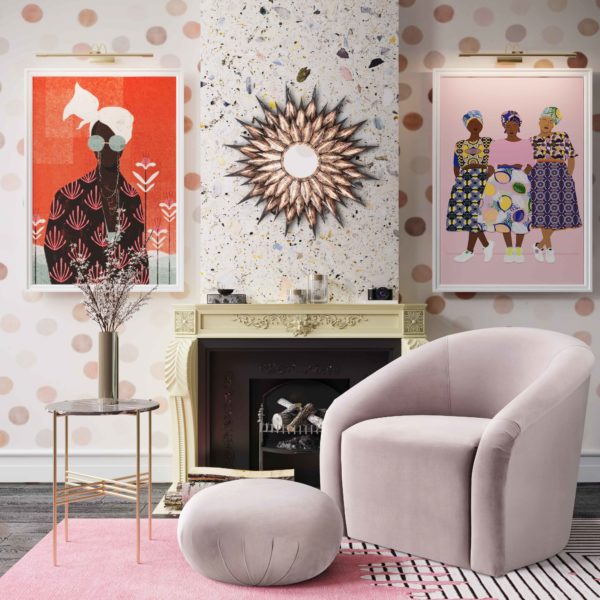 Boboli Muave Velvet Chair + Ottoman Set - Be Bold Furniture