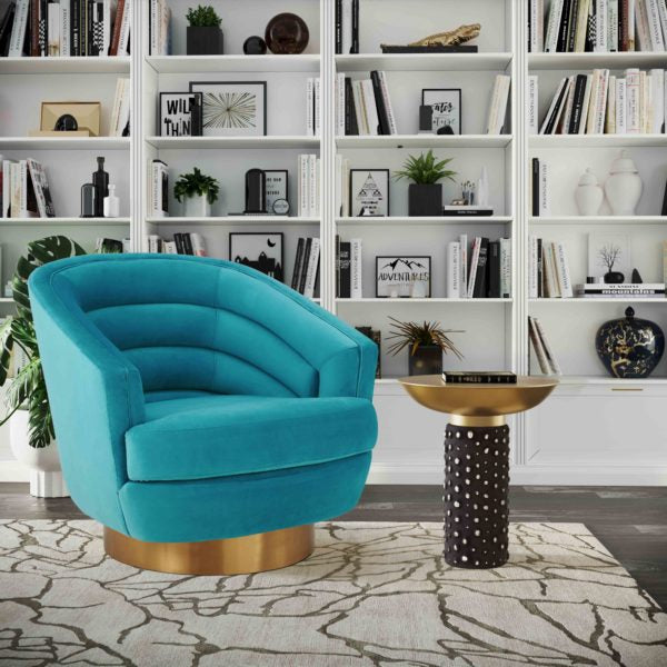 Canyon Blue Velvet Swivel Chair - Be Bold Furniture