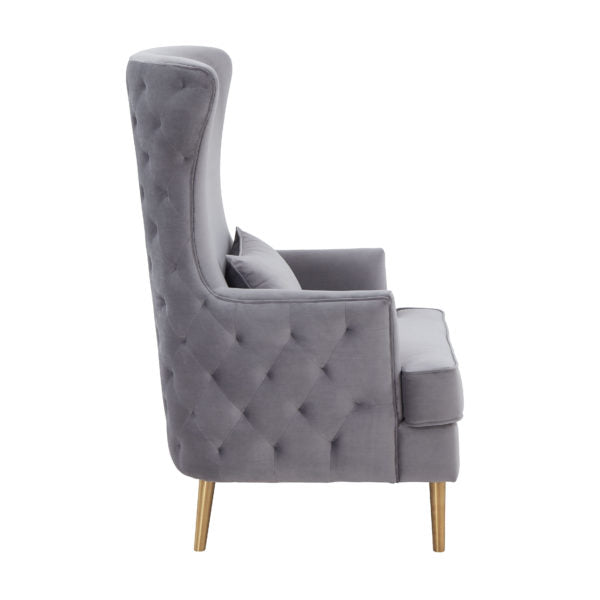 Alina Grey Tall Tufted Back Chair - Be Bold Furniture