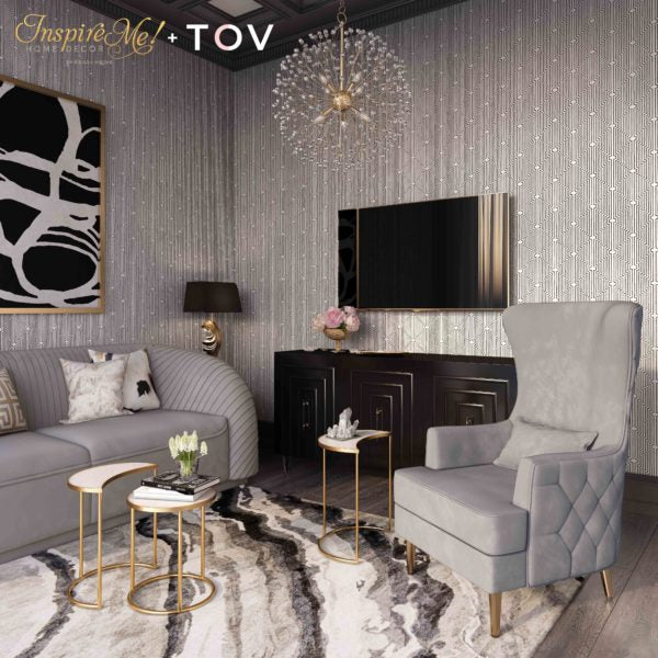 Alina Grey Tall Tufted Back Chair - Be Bold Furniture