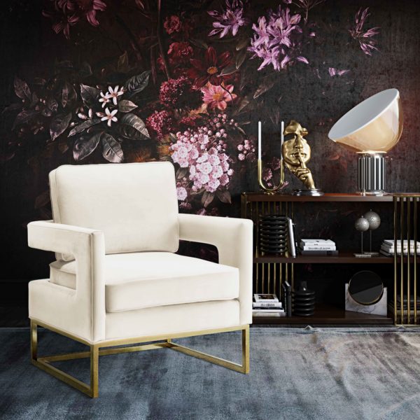 Avery Cream Velvet Chair - Be Bold Furniture