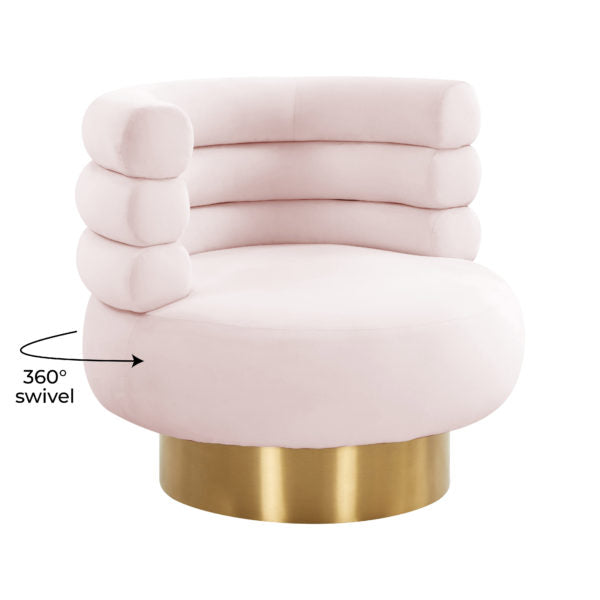 Naomi Blush Velvet Swivel Chair - Be Bold Furniture