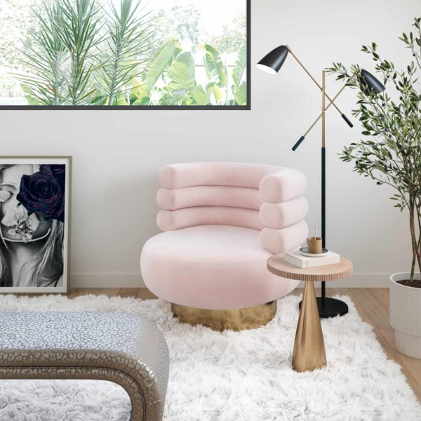 Naomi Blush Velvet Swivel Chair - Be Bold Furniture