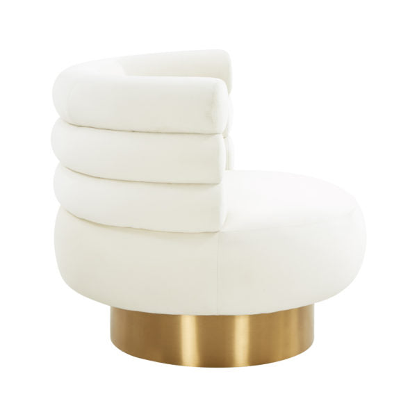 Naomi Cream Velvet Swivel Chair - Be Bold Furniture