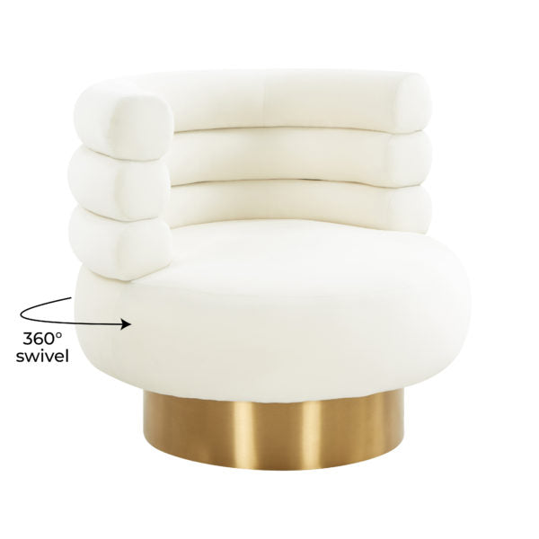 Naomi Cream Velvet Swivel Chair - Be Bold Furniture