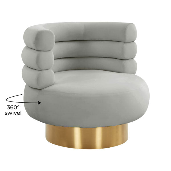 Naomi Grey Velvet Swivel Chair - Be Bold Furniture