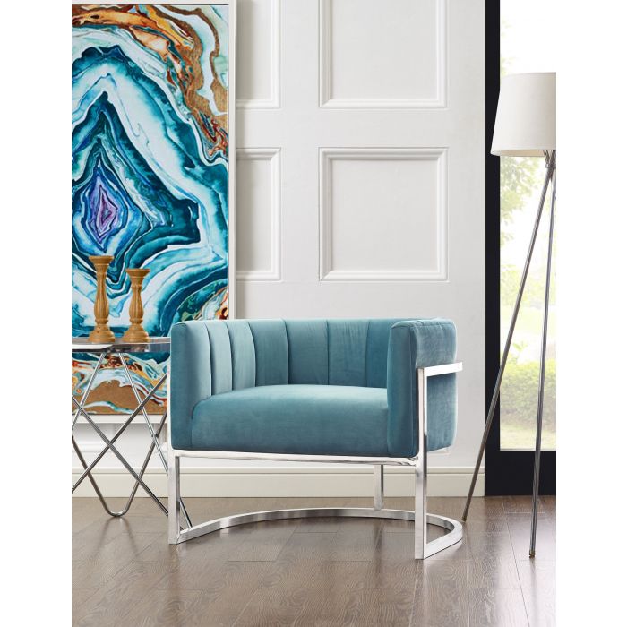 Magnolia Sea Blue Chair with Silver Base - Be Bold Furniture