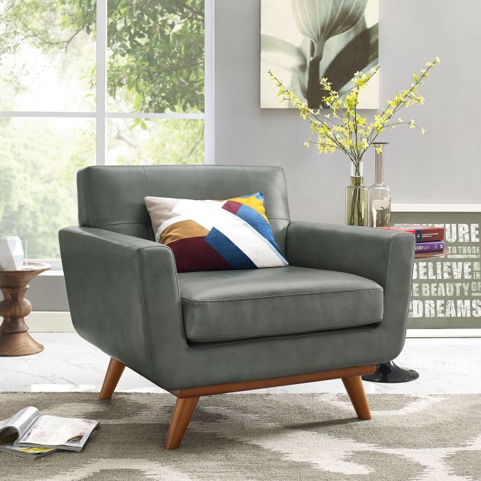 Lyon Smoke Grey Leather Chair - Be Bold Furniture