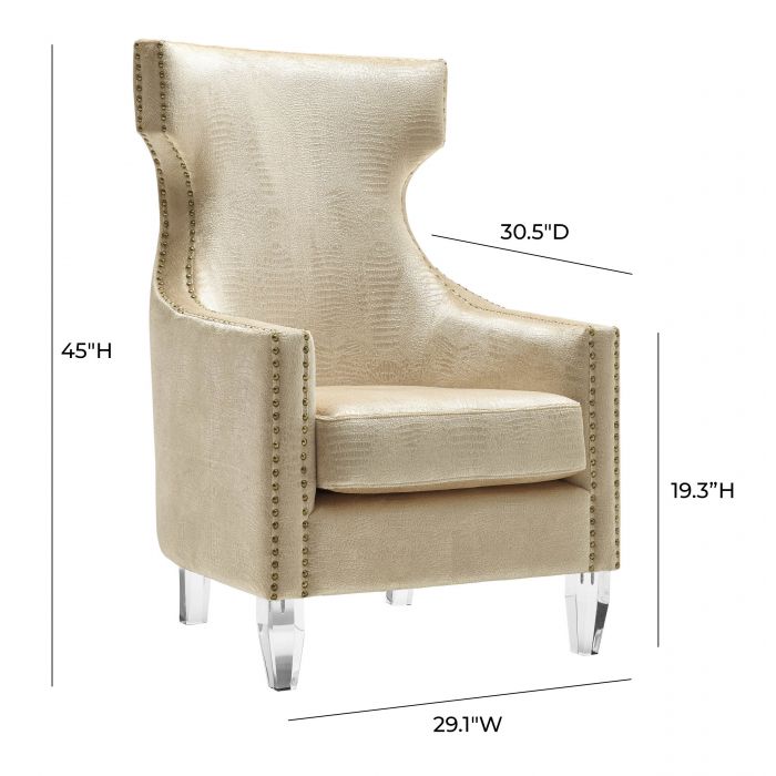 Gramercy Gold Croc Velvet Wing Chair - Be Bold Furniture