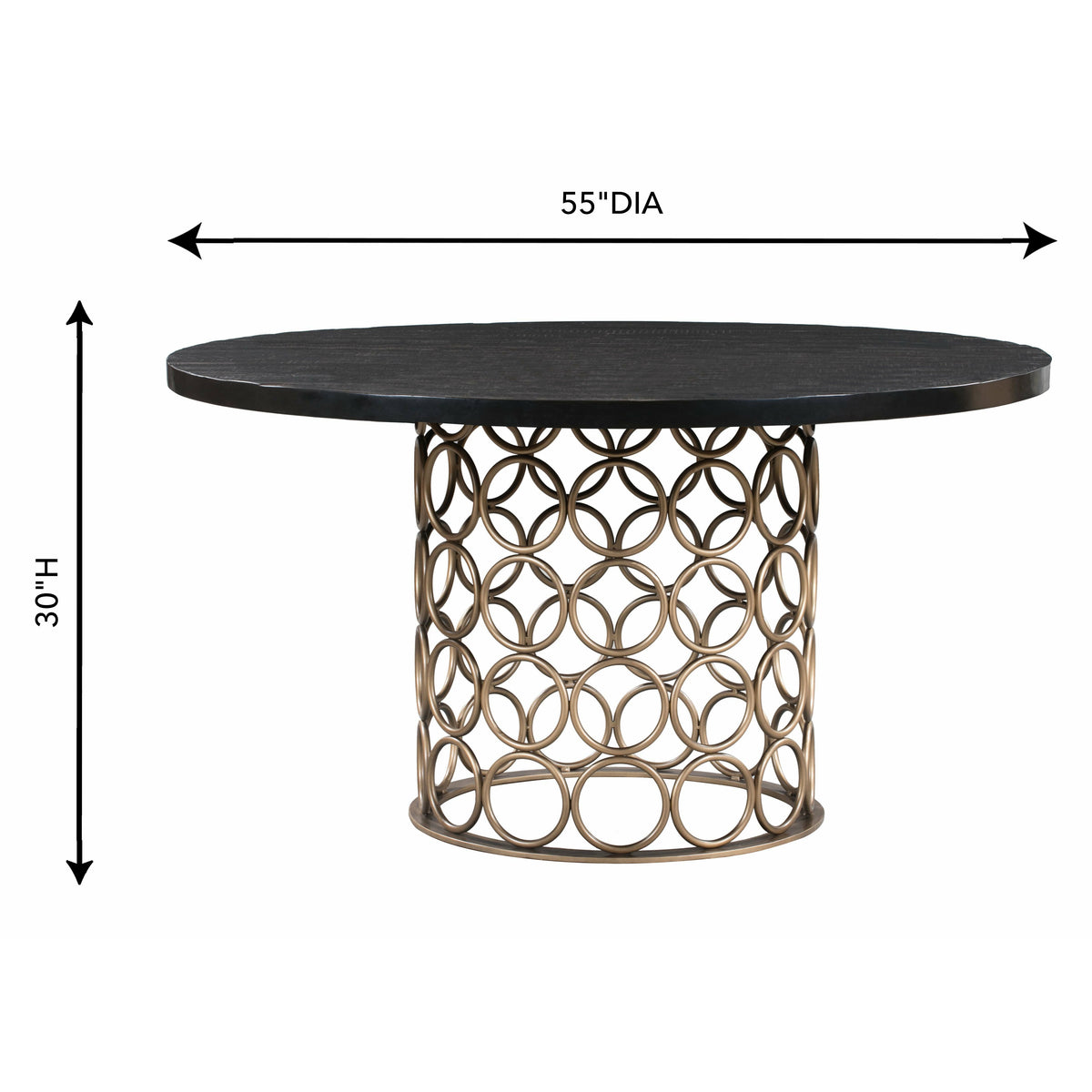 Valentina Brass Round Dining Table Black - Be Bold Furniture