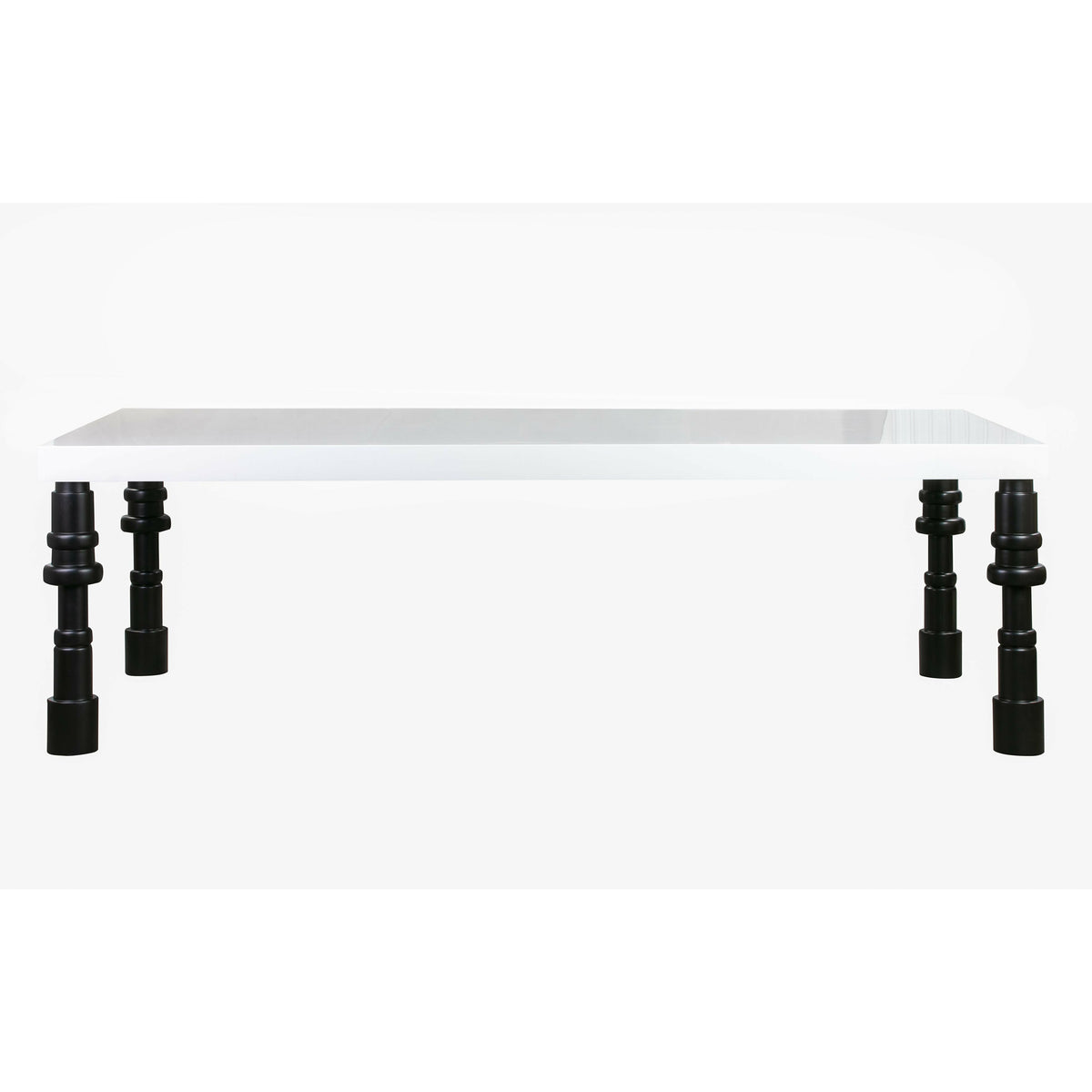 Spindle Gloss Lacquer Dining Table Black & White - Be Bold Furniture