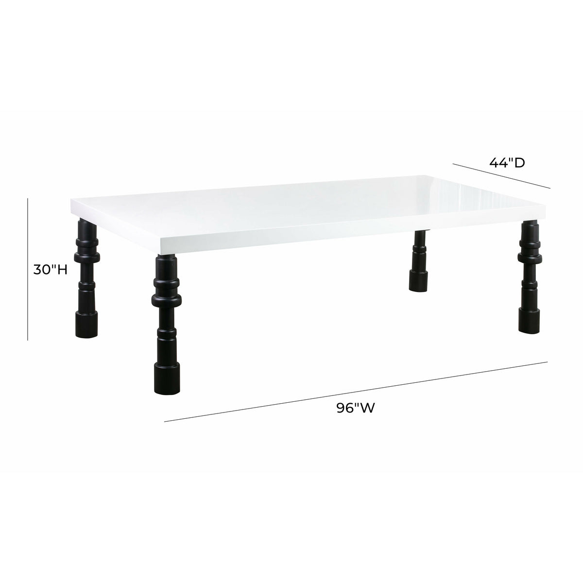 Spindle Gloss Lacquer Dining Table Black & White - Be Bold Furniture