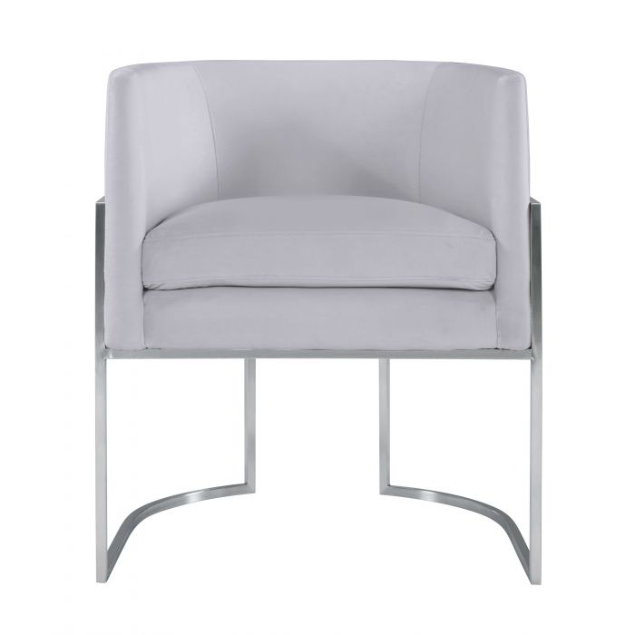 Giselle Grey Velvet Dining Chair with Silver Leg - Be Bold Furniture