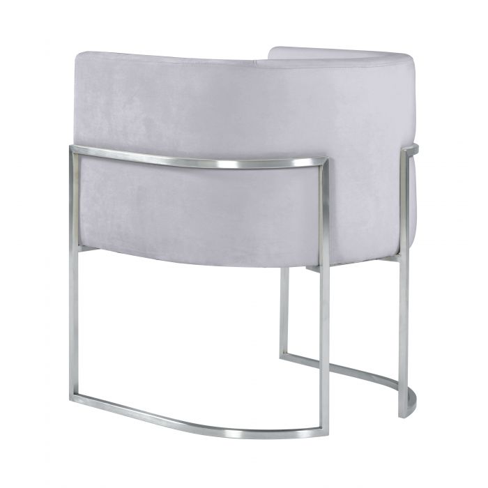 Giselle Grey Velvet Dining Chair with Silver Leg - Be Bold Furniture