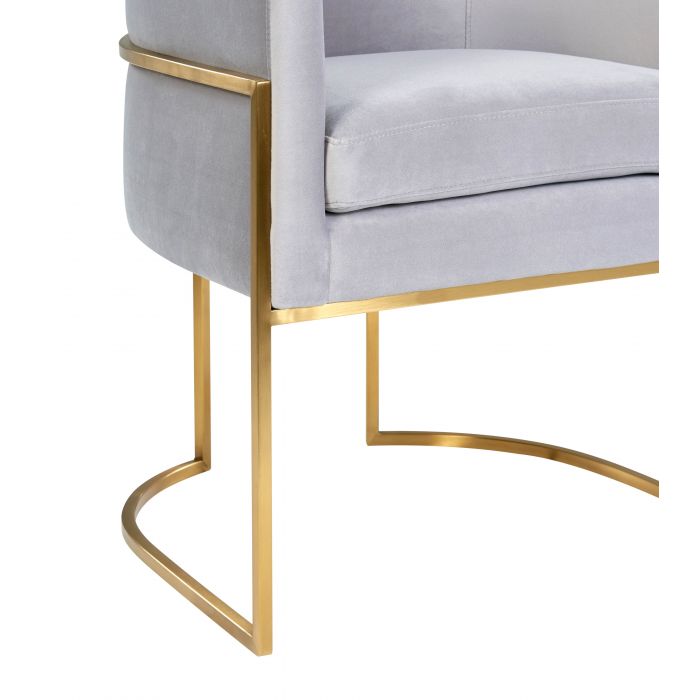 Giselle Grey Velvet Dining Chair with Gold Leg - Be Bold Furniture