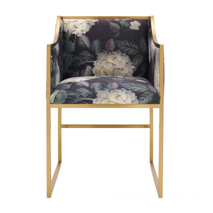 Atara Floral Velvet Gold Chair - Be Bold Furniture