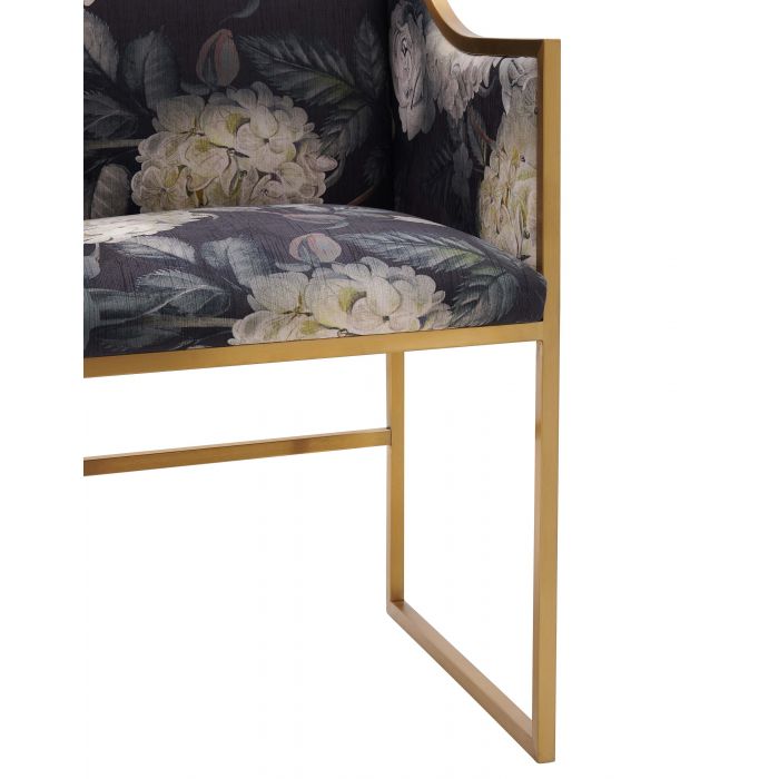 Atara Floral Velvet Gold Chair - Be Bold Furniture