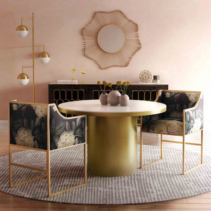 Atara Floral Velvet Gold Chair - Be Bold Furniture