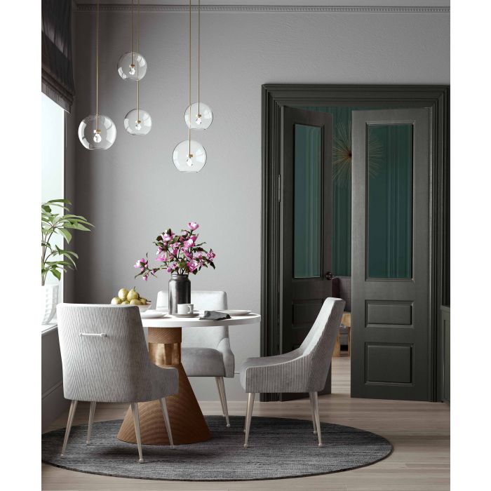 Beatrix Pleated Light Grey Velvet Side Chair Silver Legs - Be Bold Furniture