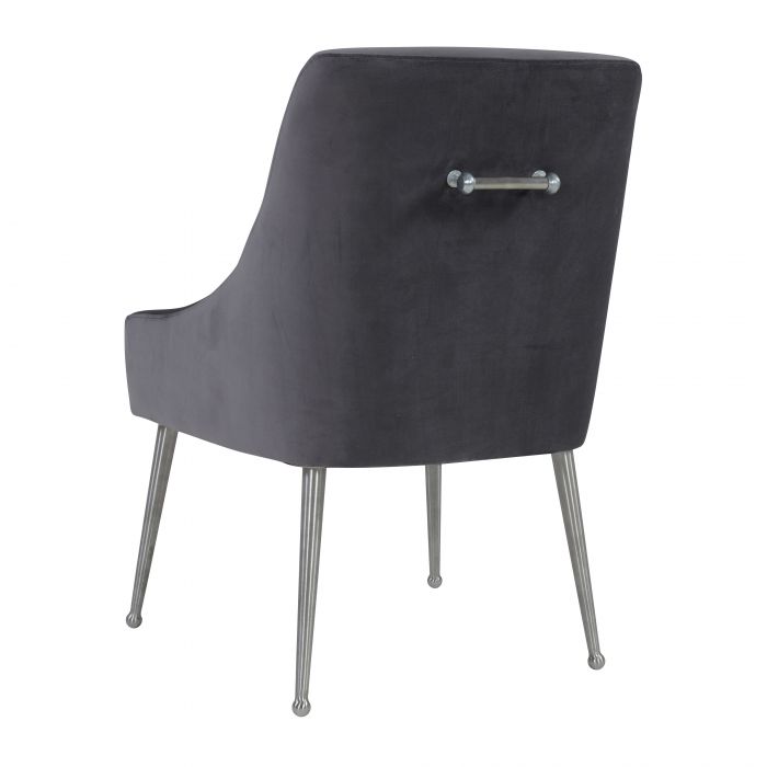 Beatrix Grey Velvet Side Chair with Silver Leg - Be Bold Furniture